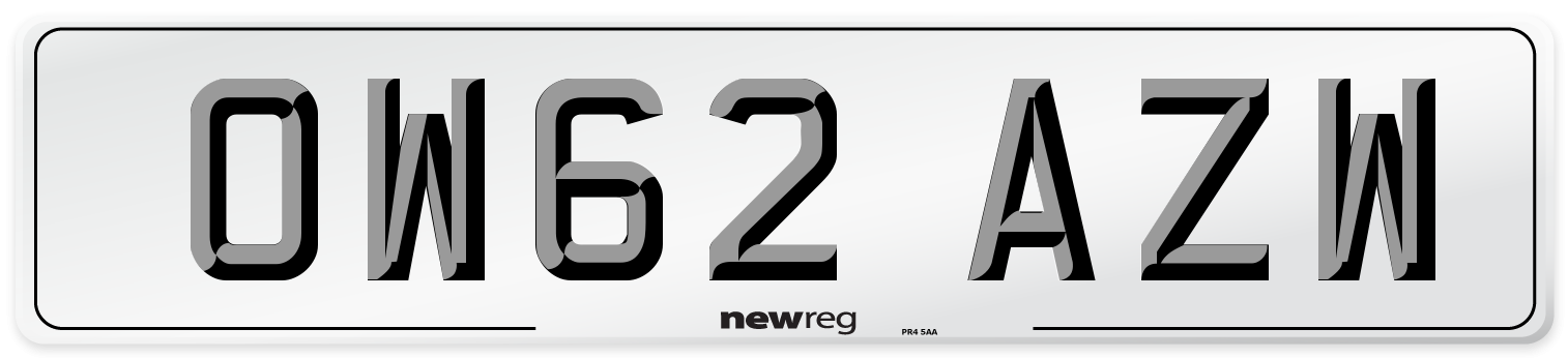 OW62 AZW Number Plate from New Reg